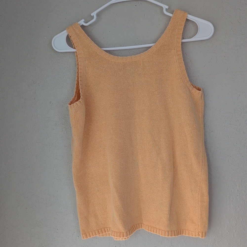 Floral Knit Tank S Yellow Flower Embroidery Stretch Cottagecore Whimsy Twee Boho - Picture 4 of 5